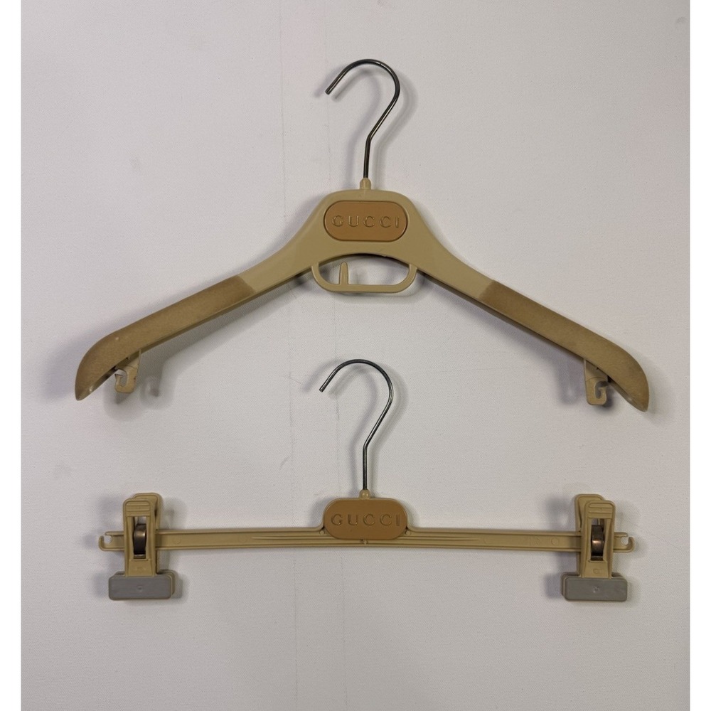 Vintage Gucci Hangers Plastic/Metal Beige Solid Set of 2